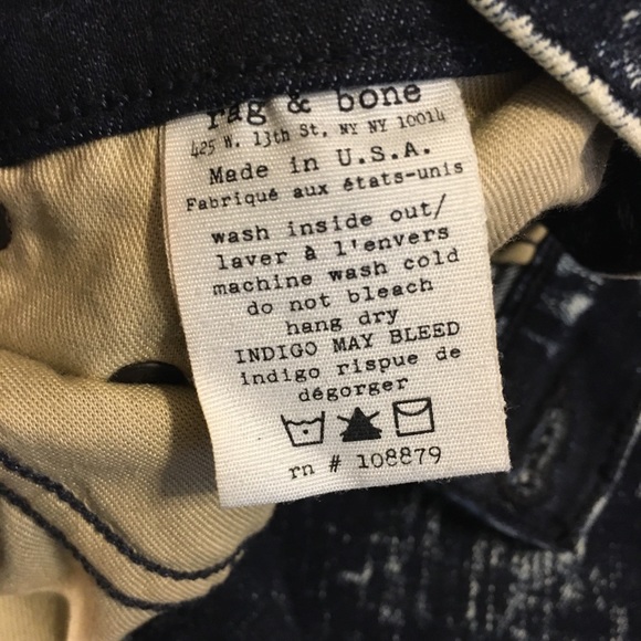 NWT Rag & Bone Skinny Acid Wash Dark Jean 28 - Picture 5 of 8